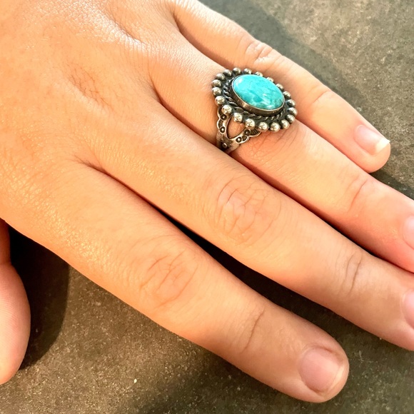 Vintage turquoise and sterling silver ring - Picture 9 of 9